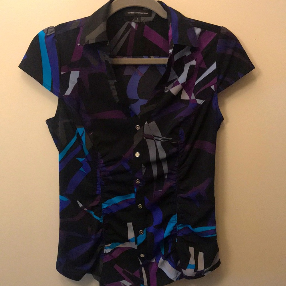 Dark multi-colored collared shirt
